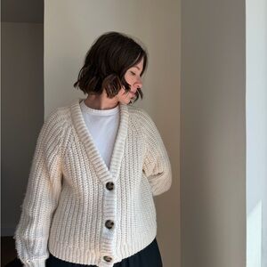 H&M Cream Button-Up Cardigan